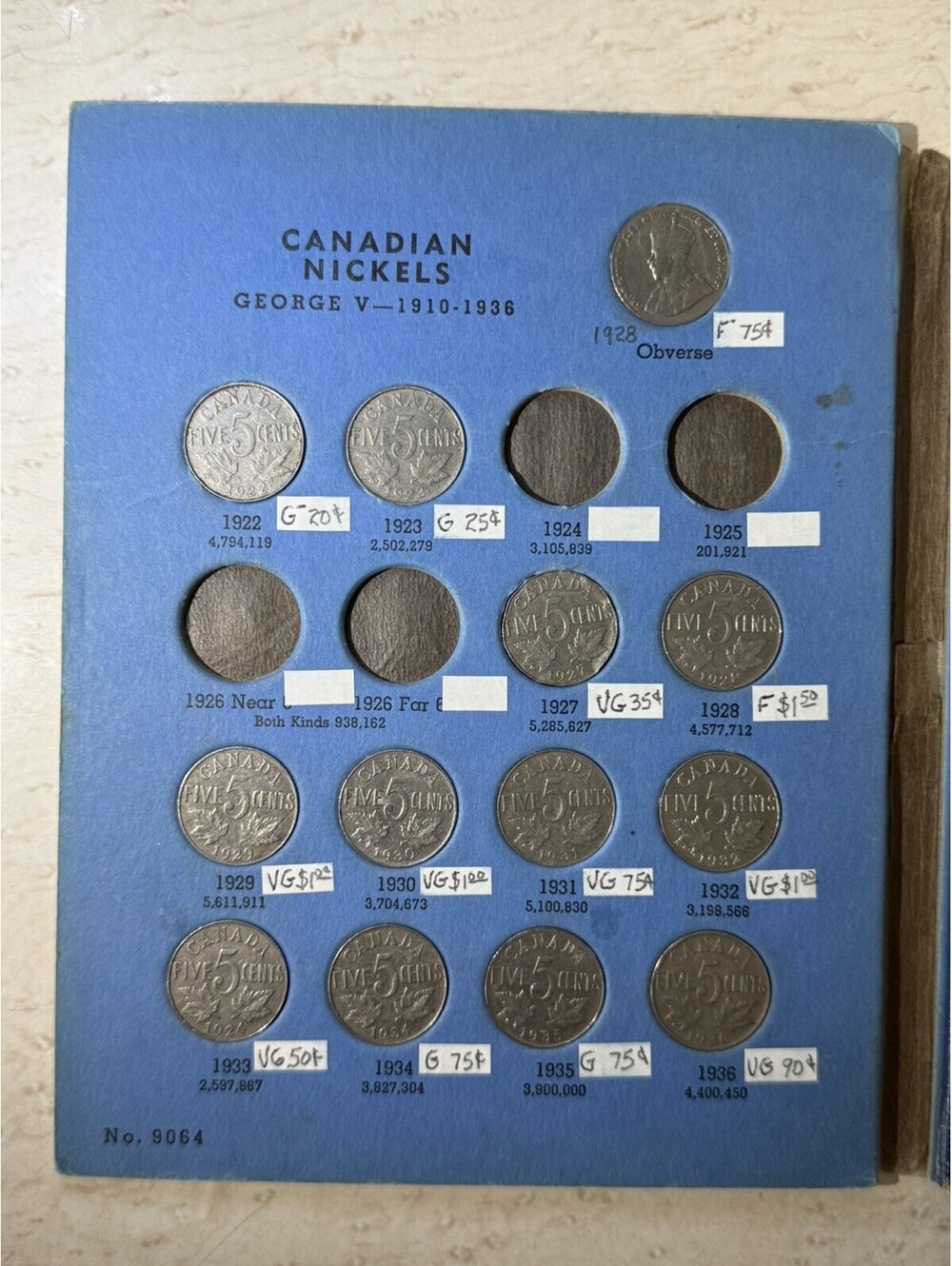 40 Canadian Nickels 1922-1960 Whitman Coin Folder 5 Cent Canada Collection Lot